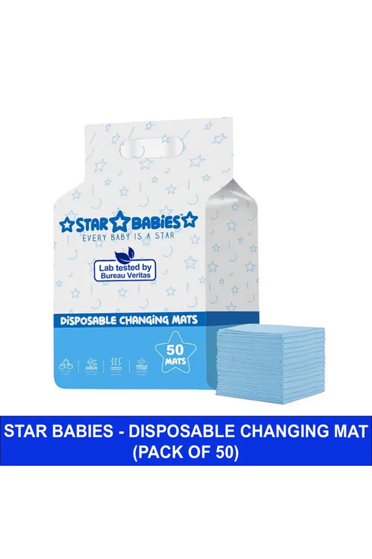 Star Babies - Disposable Changing mats (45x60cm) Large  - Pack of 50 -  Blue