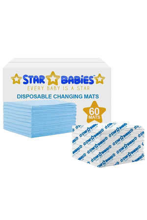 Star Babies Disposable Changing mats Large (45 x 60cm) Pack of 60 - Blue