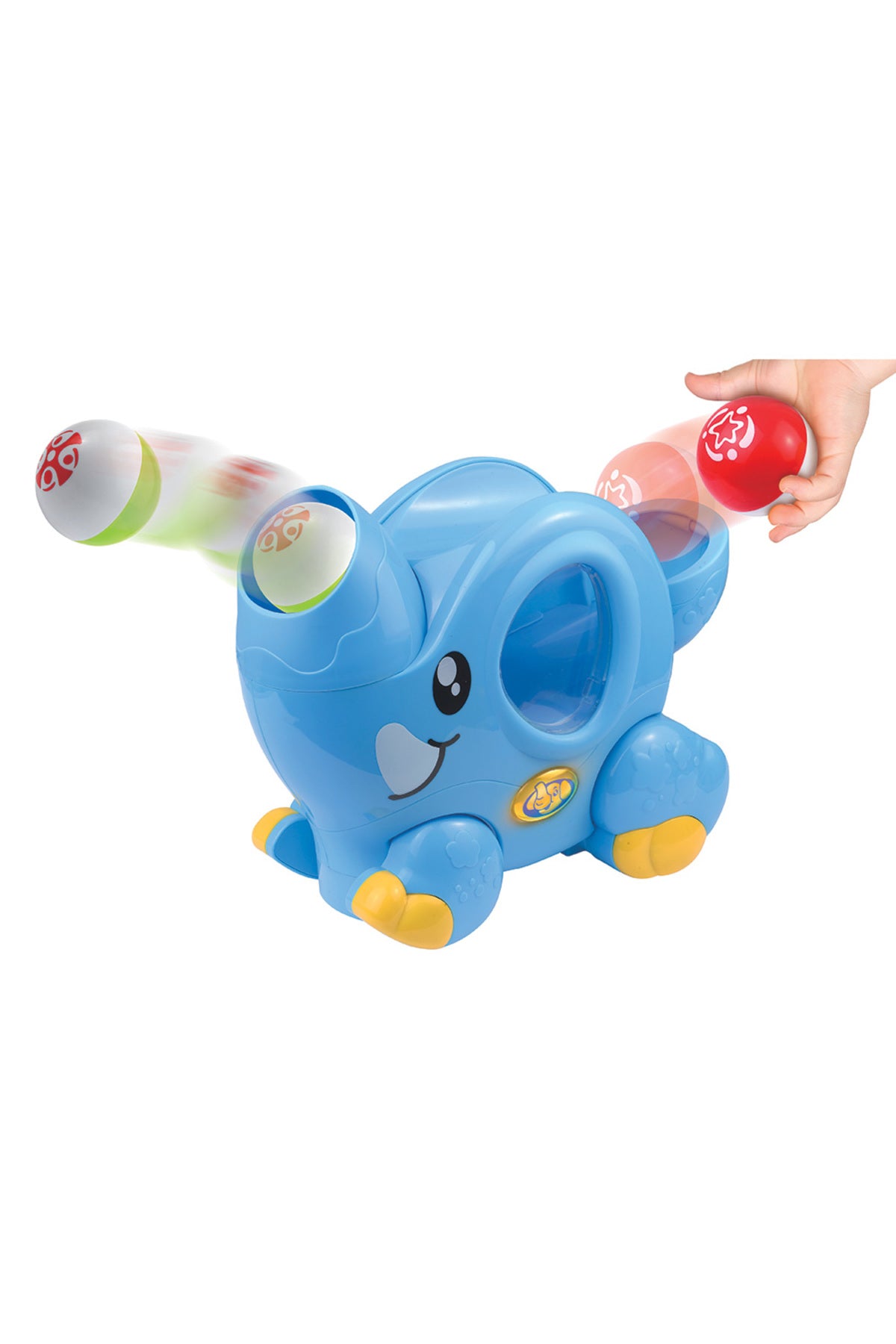 Little Learners Ball-Popping Elephant - Motorized Walking Toy with Flashing Lights & Sounds, Rotatable Trunk, Includes 2 Balls, 12M+