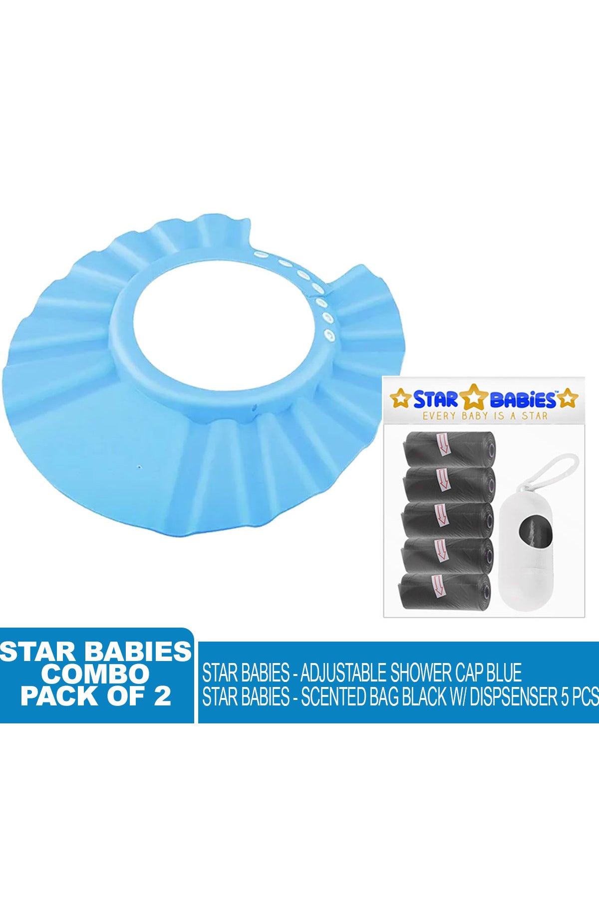 Star Babies - Adjustable Shower Cap & Scented Bag 5pcs w/ Dispenser - Black