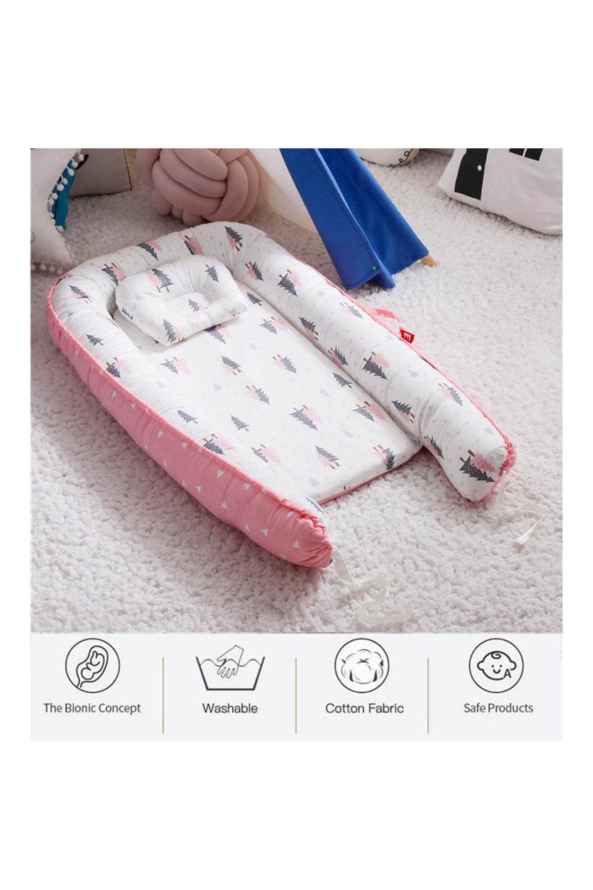 Star Babies Portable Lounger Sleeping Pod for New Born Babies - Pink