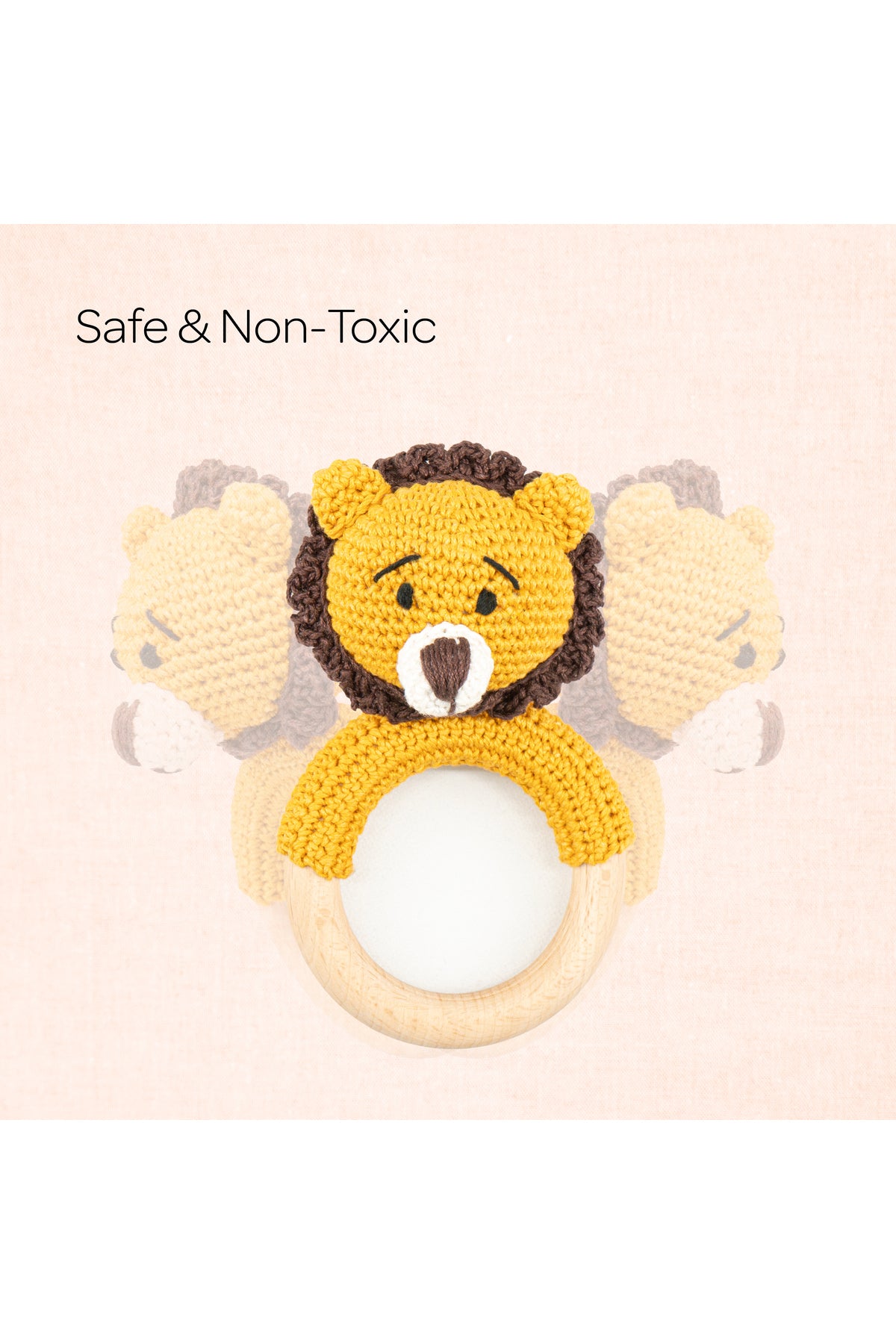 MOON Handcrafted Crochet Ring Rattle Toy-Lion
