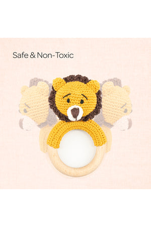 MOON Handcrafted Crochet Ring Rattle Toy-Lion