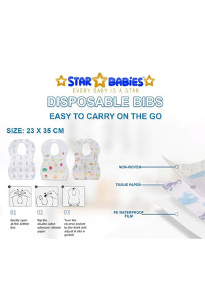 Star Babies - Disposable Bibs Pack of 25 - Mixed Design