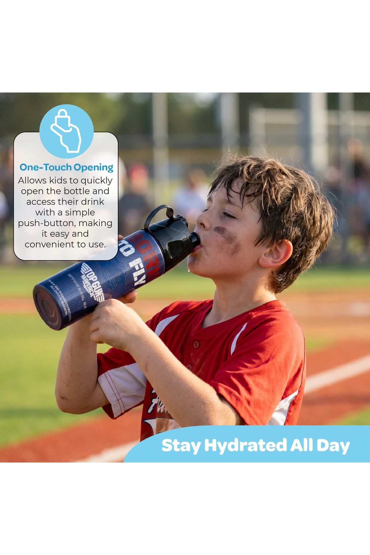 MOON Licensed Top Gun Water Bottle with Spray Mist | Cooling Spray | BPA-Free  Stainless Steel | Leak-Proof for School, Camping, Hiking, Outdoor Play | Boys Water Bottle |500ml