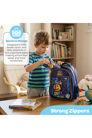 MOON Licensed PAW PATROL 3 in 1 Backpack Set- (16-Inch) Premium Kids School Bag with Lunch Bag & Pencil Case-Blue