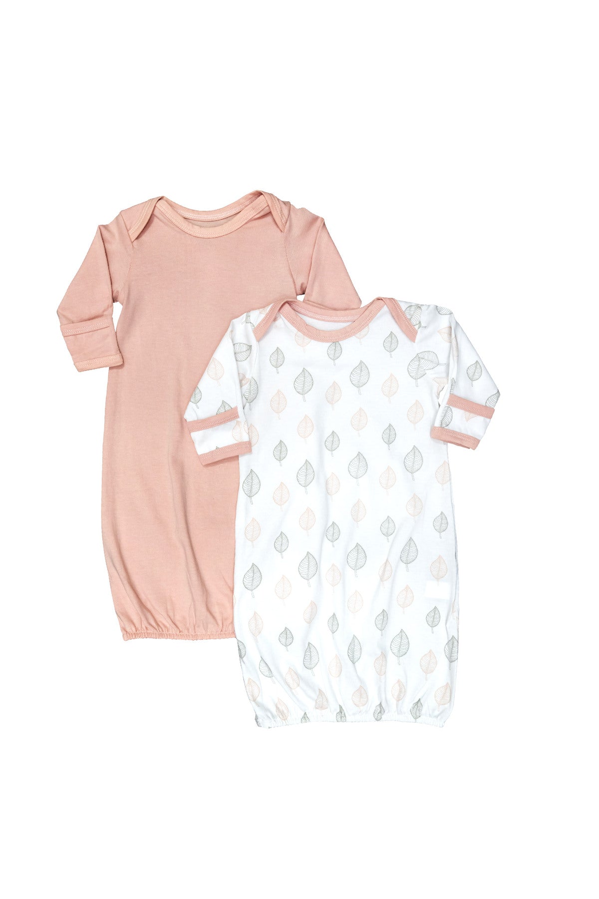MOON Sleep Gowns- Pack of 2, full sleeves with foldover Cuffs with elastic bottom hem - Orange and Forest Print
