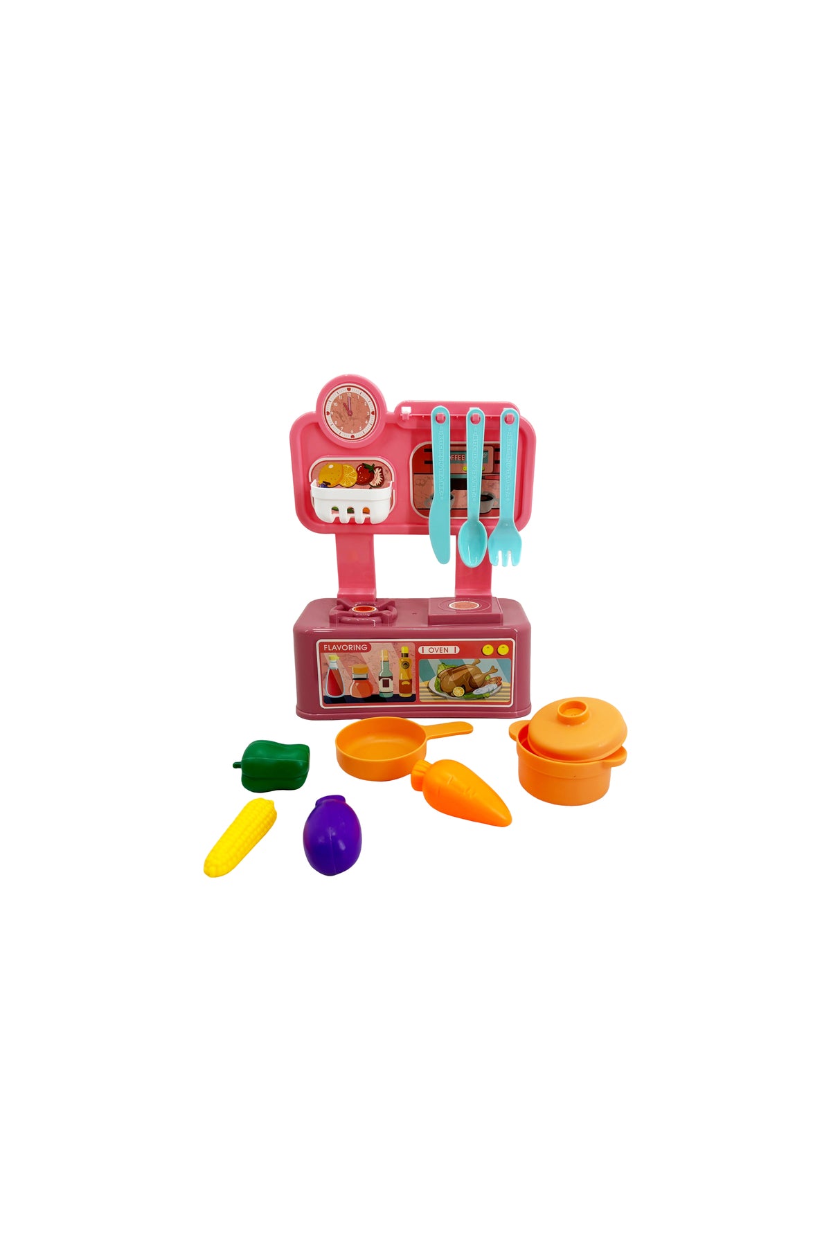 Galaxy Mini Dining Table Kitchen Playset with Window Box, Wheat Pink Pretend Play Cooking Set with Utensils and Food Accessories, Kids Role Play Kitchen Toy for Girls and Boys