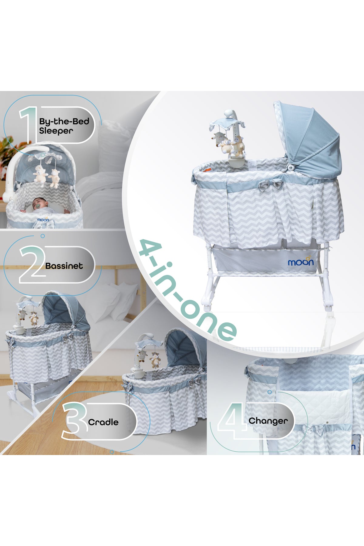 MOON Soffy - 4 in 1 convertible cradle - Grey