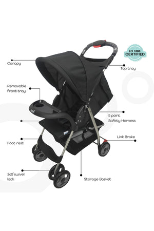 MOON - Bezik One Fold Stroller - Black