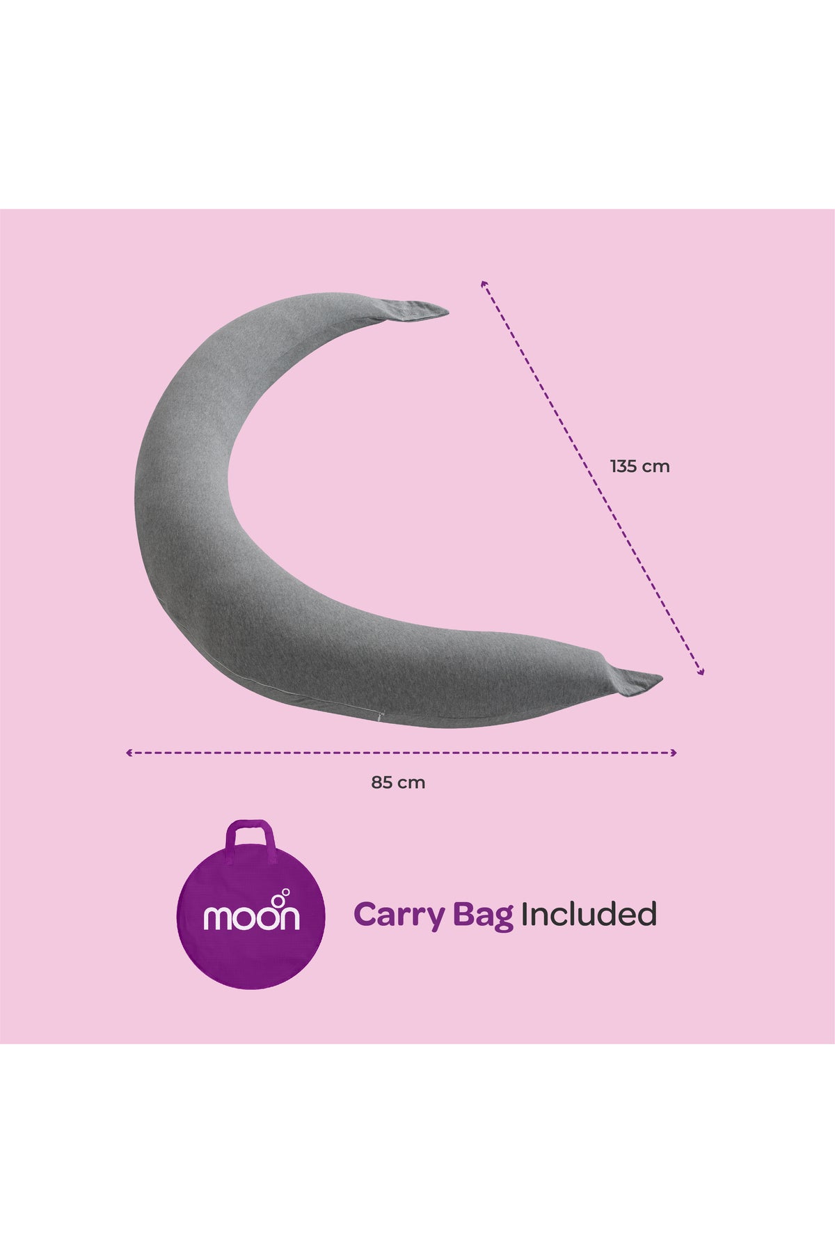 MOON Organic Cresent Maternity Pillow - Light Grey