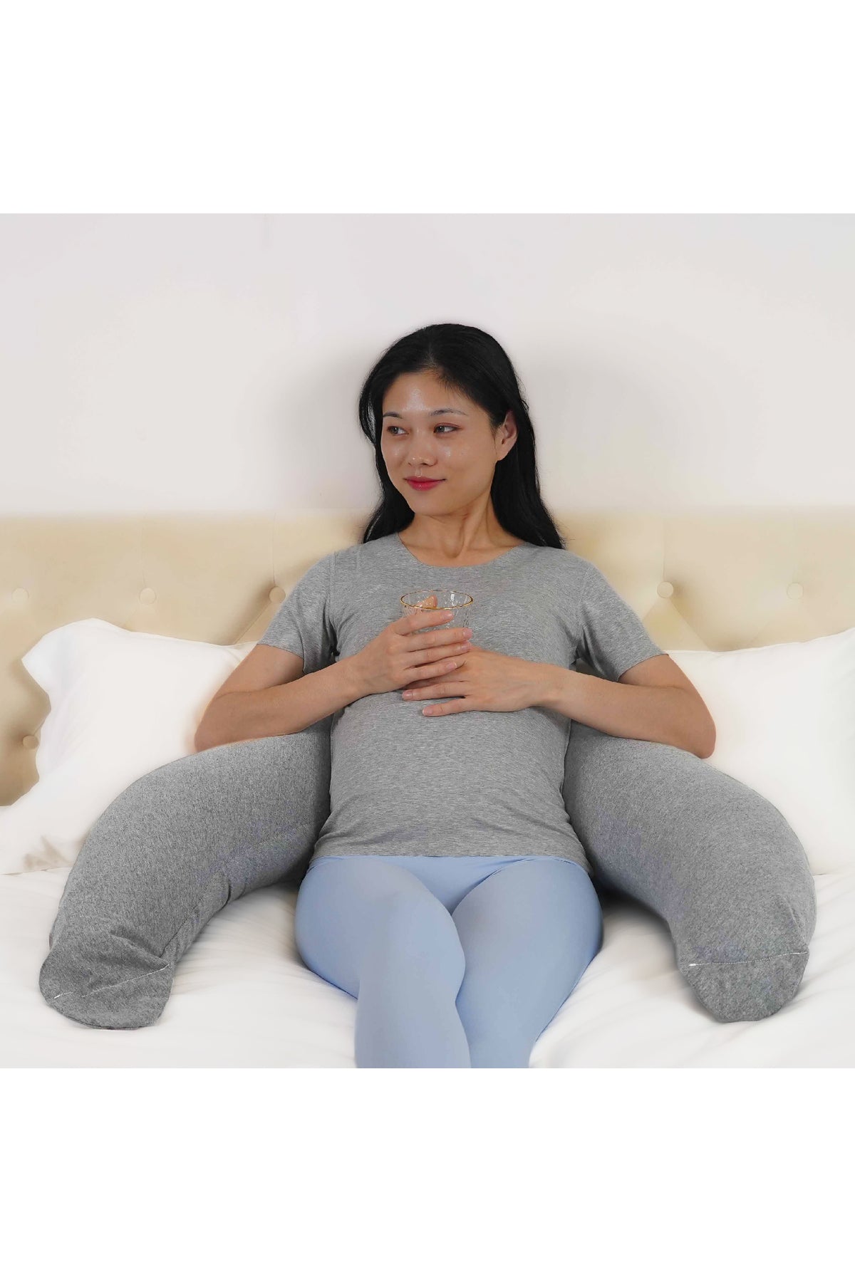 MOON Organic Cresent Maternity Pillow - Light Grey