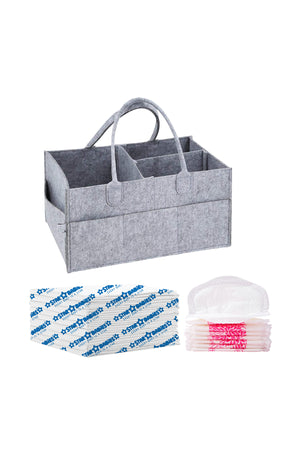 Star Babies - Caddy Diaper Organizer Grey w/ Breast Pad - 10pcs & Changing Mat - 10pcs