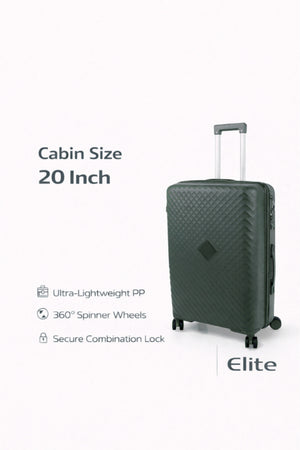 ELITE- Premium Hard-Shell Luggage 20 inch – Lightweight Spinner Suitcase – Dark Green