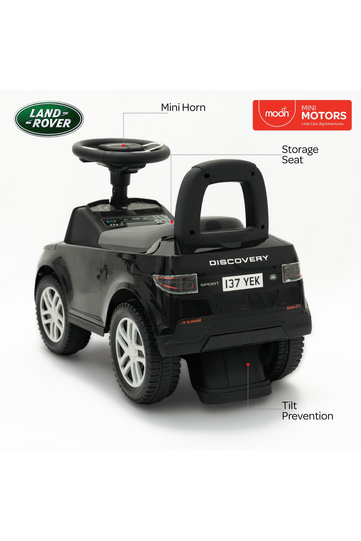 MOON  Licenesed Land Rover Ride -On Sports Car for Kids 12–36 Months – Push Car, Foot-to-Floor Ride On-Black