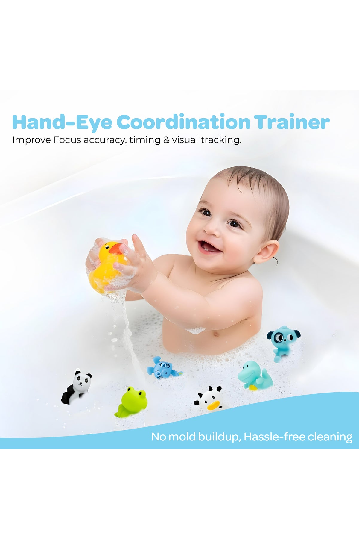 Moon  Splash and Play Baby Bath Toys with Squeaker for Toddlers -Pack of 7