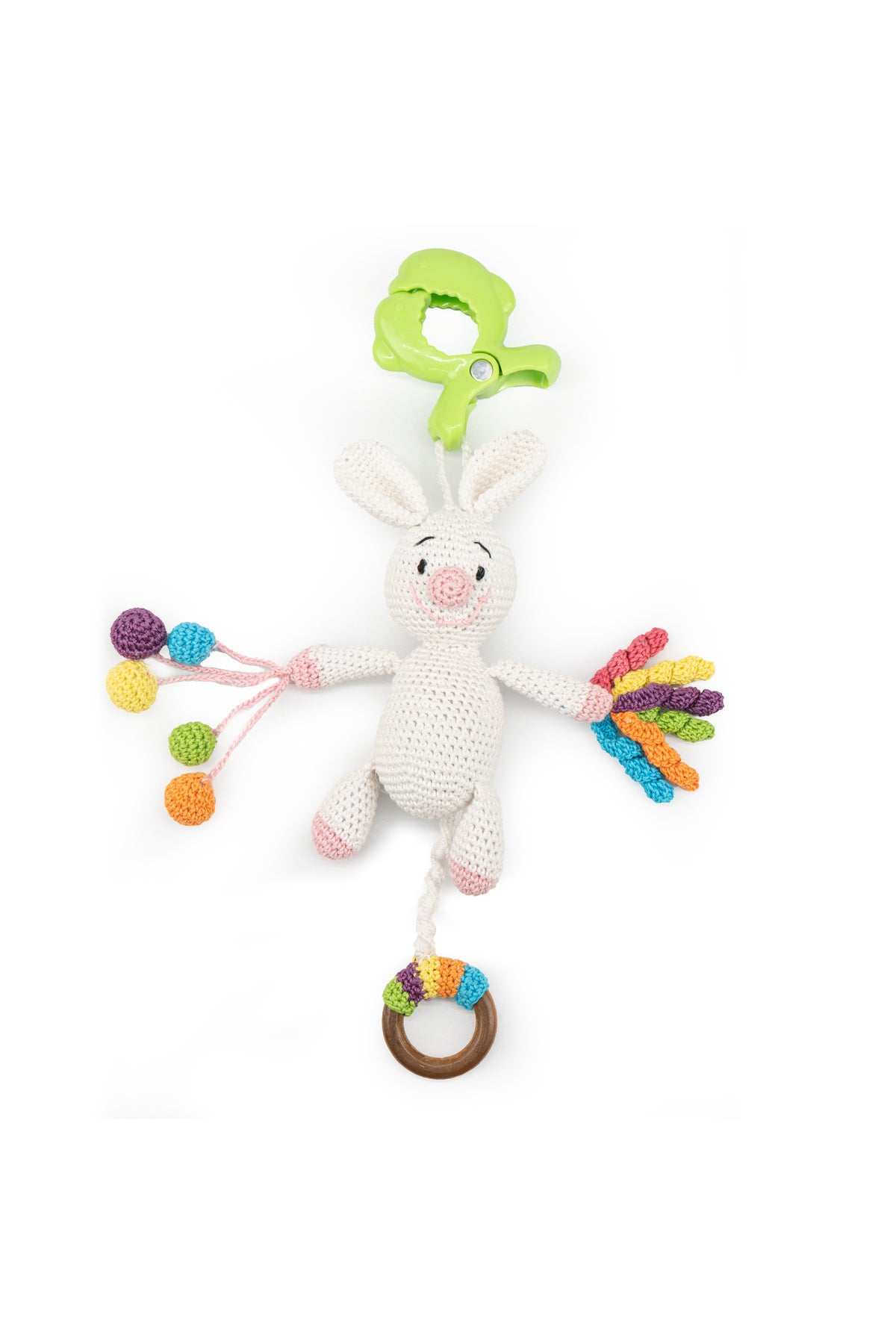 MOON Handcrafted Crochet Toy with Cuddle Ring & Clip Hanger-Bunny