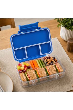 Cocobee-Tritan Bento Lunch Box, BPA Free, 4 Compartments, Leakproof,  Design – Blue +Marvel Spider-Man Paddle Ball Set with 3 Balls