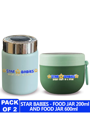 Star Babies -  Stainless steel Food jar with mini flask combo