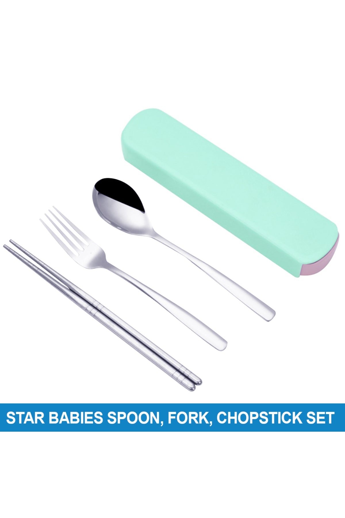 Star Babies - Spoon, Fork & Chopsticks Set - Green