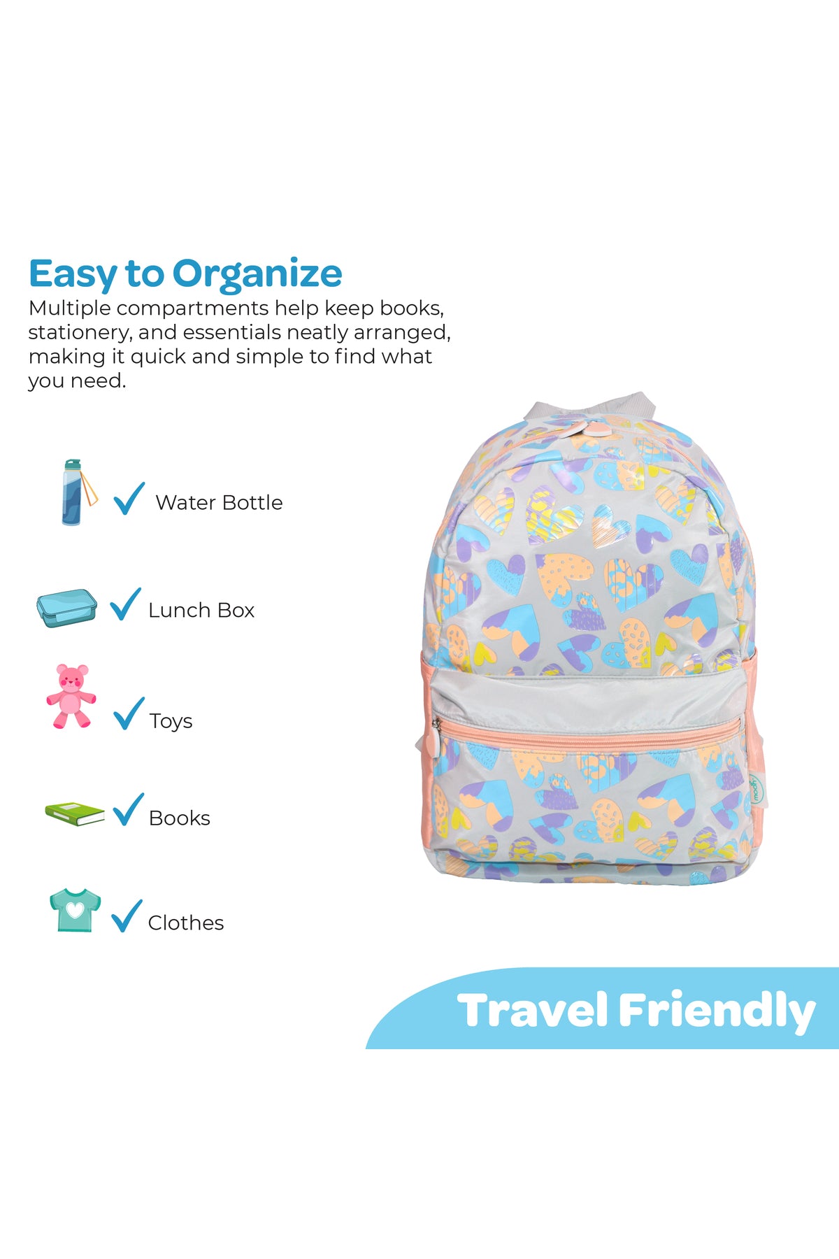 MOON  3 in 1 Kids Backpack  Set   - (16-Inch) Premium Kids School Bag with Lunch Bag & Pencil Case-Pink