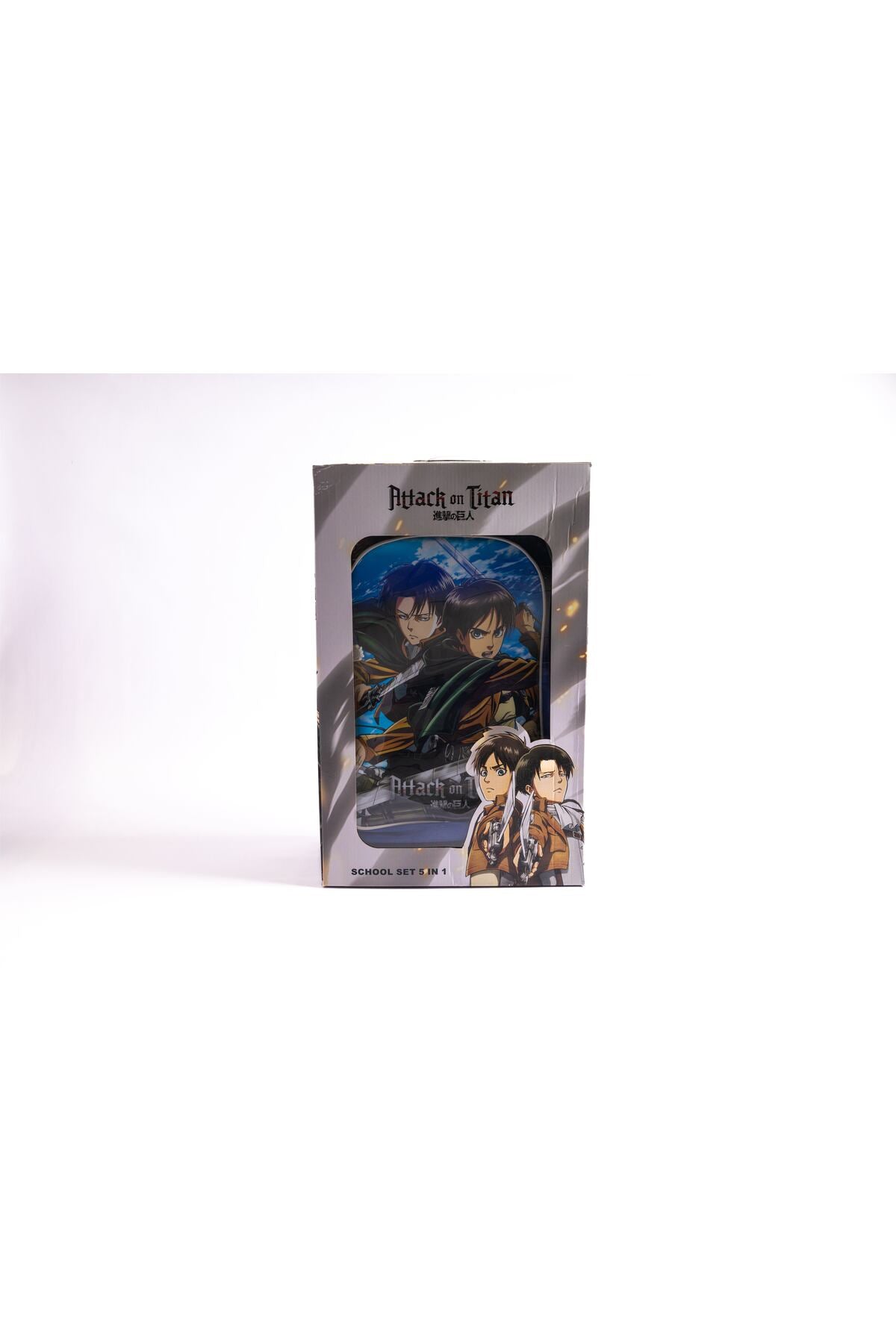 Attack On Titan 18" Trolley Bag Set With Lunch Bag, Pencil Case, Water Bottle & Lunch Box – Blue