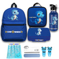 Star Babies Set of 4 – Blue Dino Theme 16" School Bag, 4-Compartment Lunch Box, Insulated Lunch Bag, 500ml Water Bottle