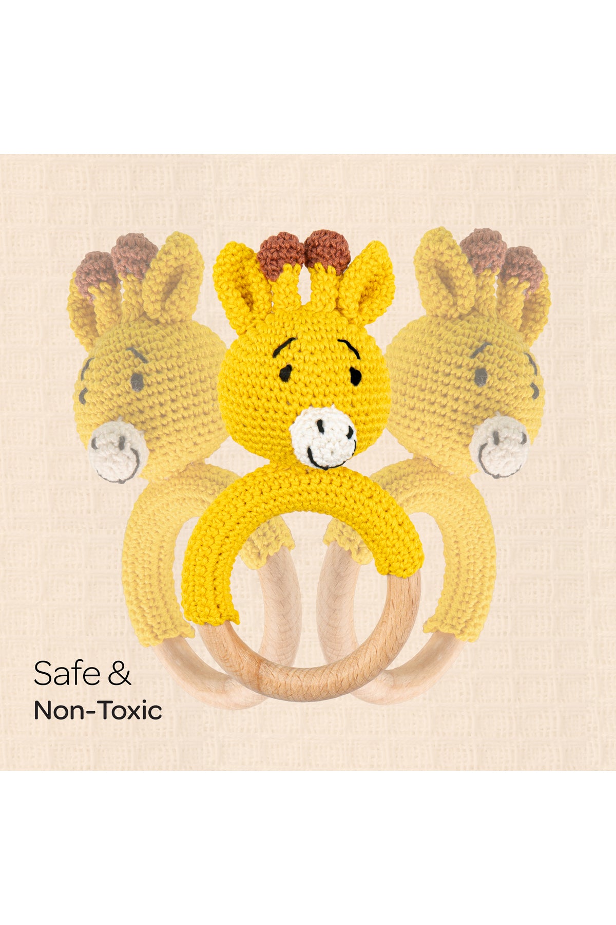 MOON Handcrafted Crochet Ring Rattle Toy-Giraffe