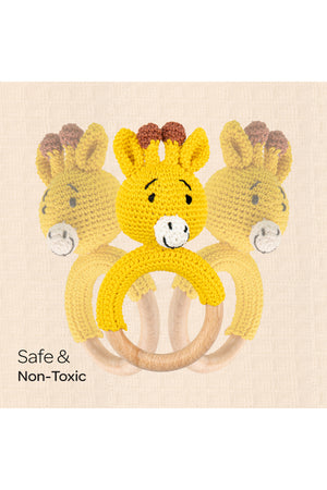 MOON Handcrafted Crochet Ring Rattle Toy-Giraffe