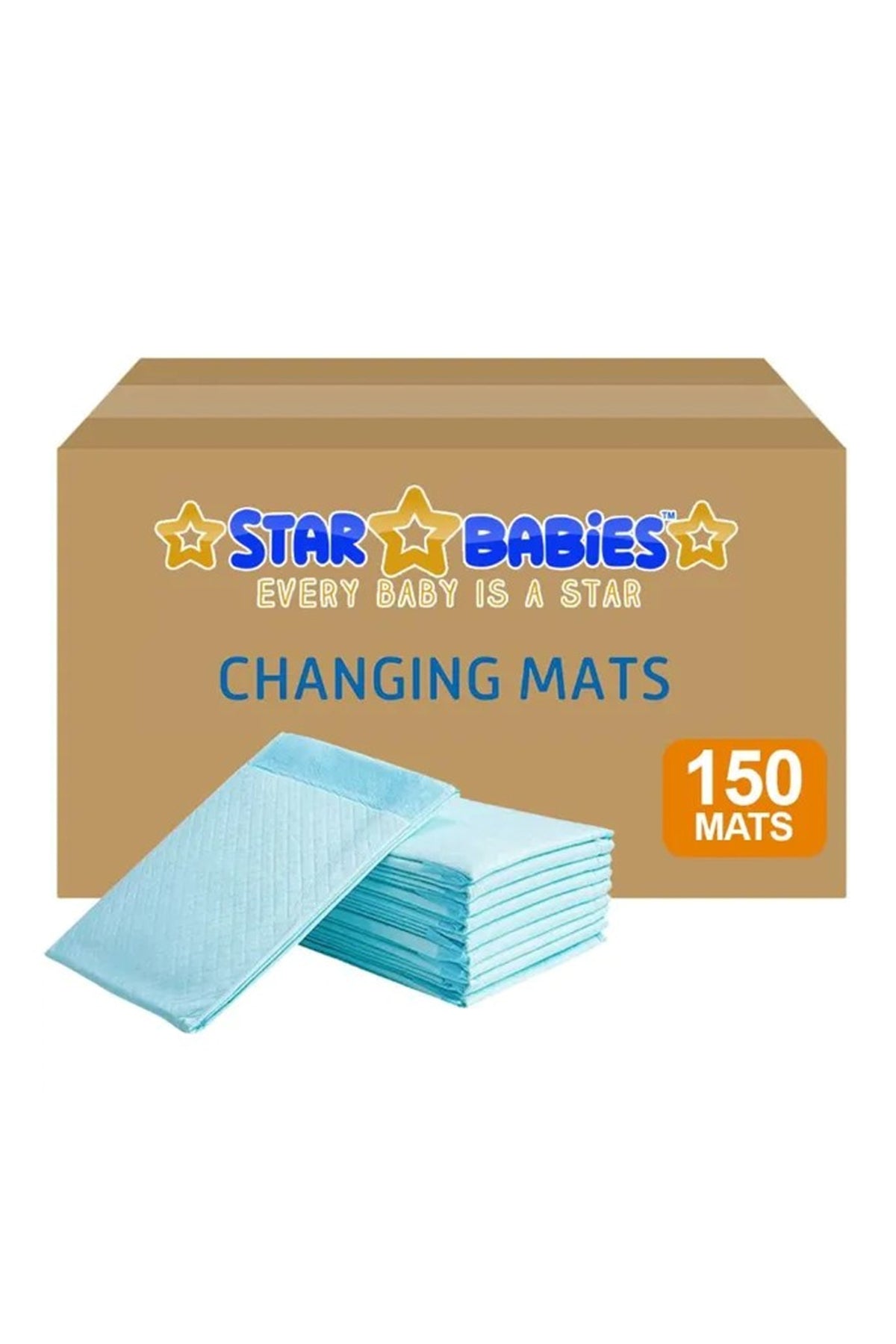 Star Babies - Disposable Changing mats (45x60cm) Large, Pack of 150 - Blue