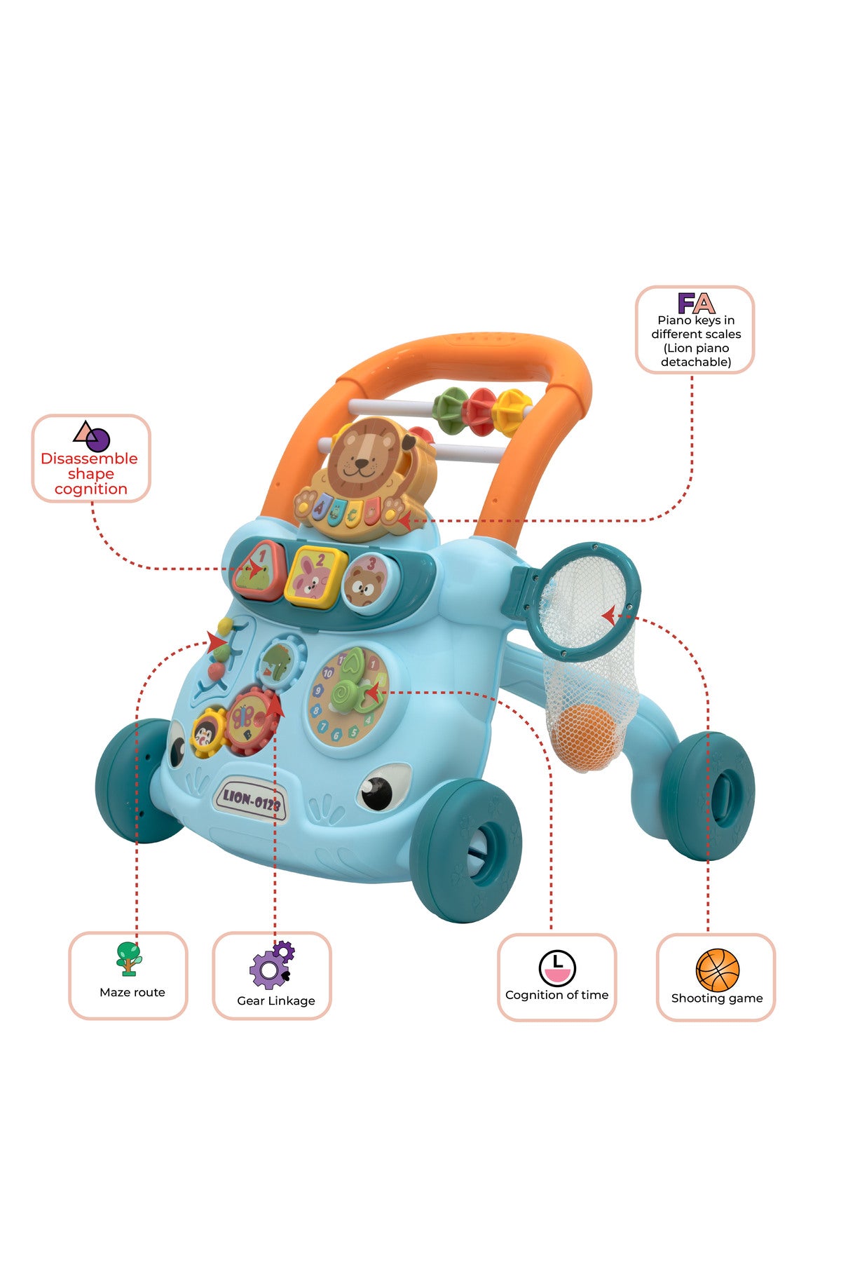 MOON Baby Push Activity Walker with Weight Increase Tank Design for Perfect Balance-Blue