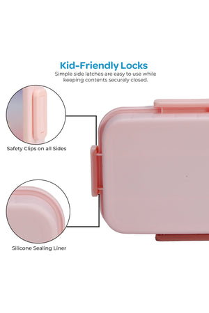 MOON Kids Lunch Box | PP + Stainless Steel Insulated Tiffin Box | Leak-Proof, BPA-Free, Durable School Lunch Box for Boys & Girls | Easy Open Clips | Food Safe Eco-Friendly Kids Meal Box