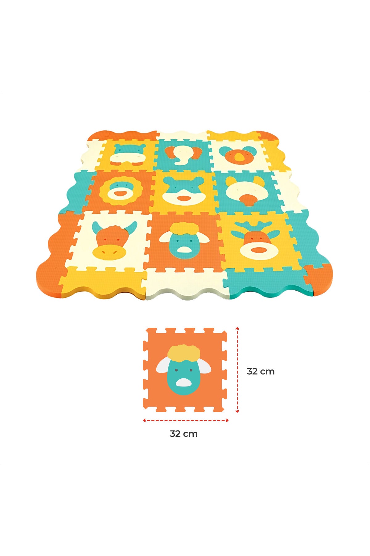 MOON Kids Puzzle Activity Floor Mat - 9PCS  W/BORDERS - ANIMAL WORLD