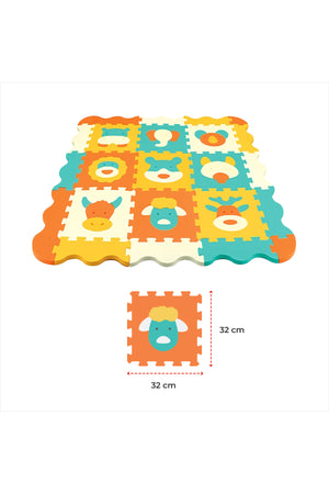 MOON Kids Puzzle Activity Floor Mat - 9PCS  W/BORDERS - ANIMAL WORLD