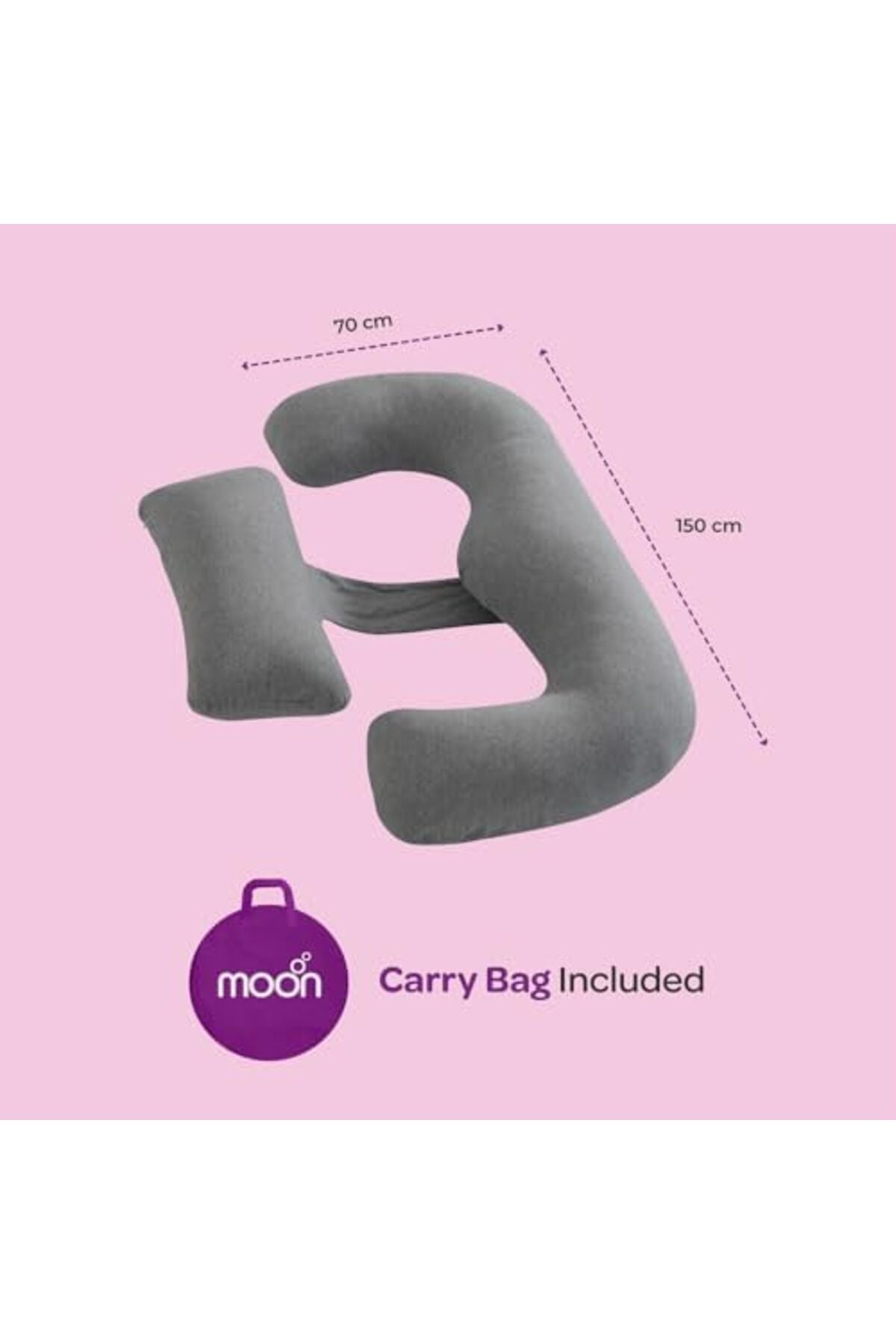 MOON Organic Multi Position Maternity Pillow with Detachable back support -Light Grey