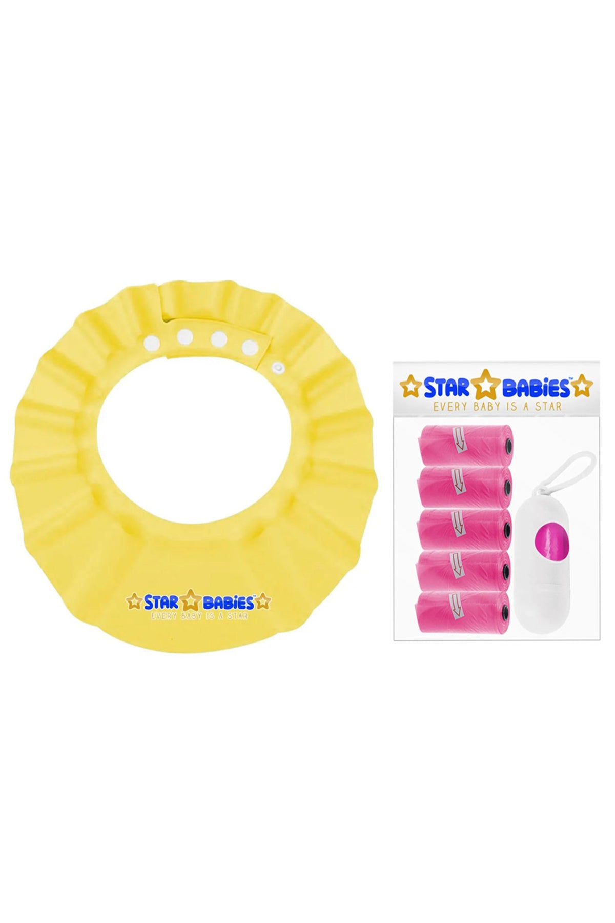 Star Babies Adjustable Shower Cap With Scented Bag With Dispenser  Yellow & Pink - 7 Pieces