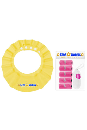 Star Babies Adjustable Shower Cap With Scented Bag With Dispenser  Yellow & Pink - 7 Pieces