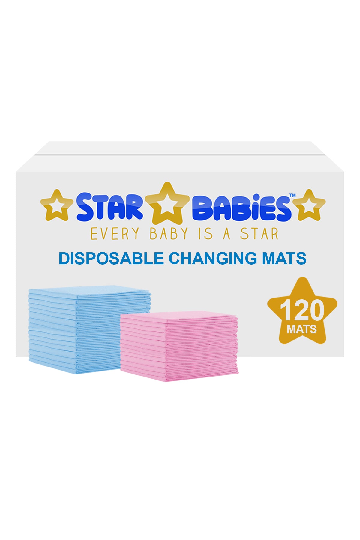 Star Babies - Disposable Changing mats (45x60cm) Large  Pack of 120 - Blue/Pink