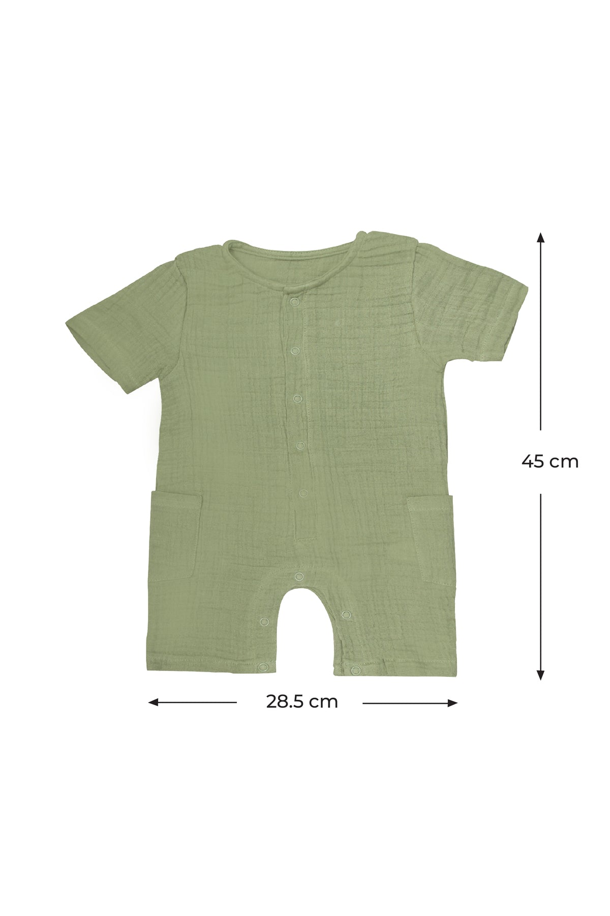 MOON Organic Crinkle Muslin Romper (18-24 Months)- Green