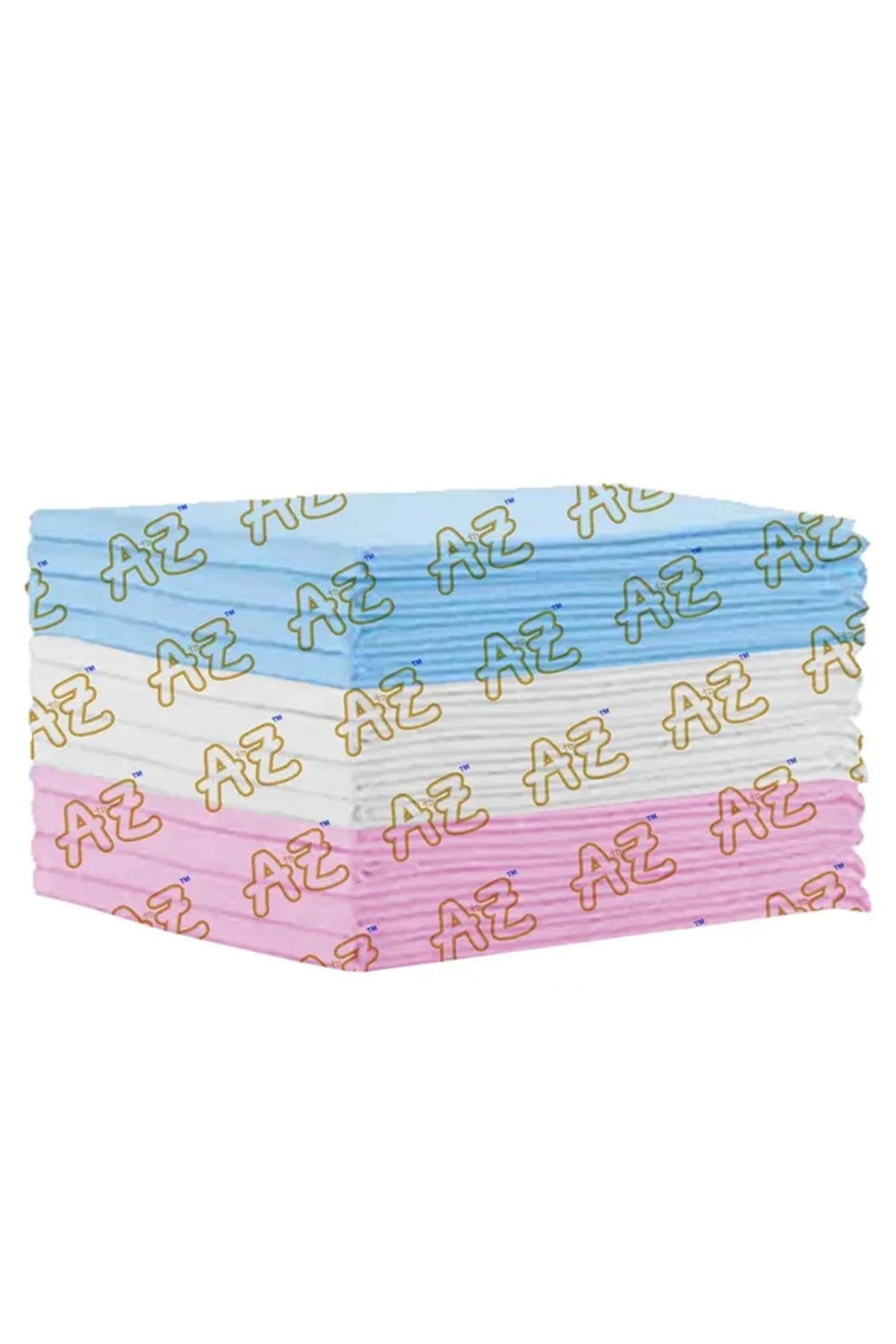 A to Z - Disposable Changing Mat size (45cm x 60cm) Large- Premium Quality for Baby Soft Ultra Absorbent Waterproof - Pack of 12 - Blue/Pink/White-Rainbow