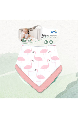 MOON Organic Bandana Bibs ( PK -2)Flamingo & pink