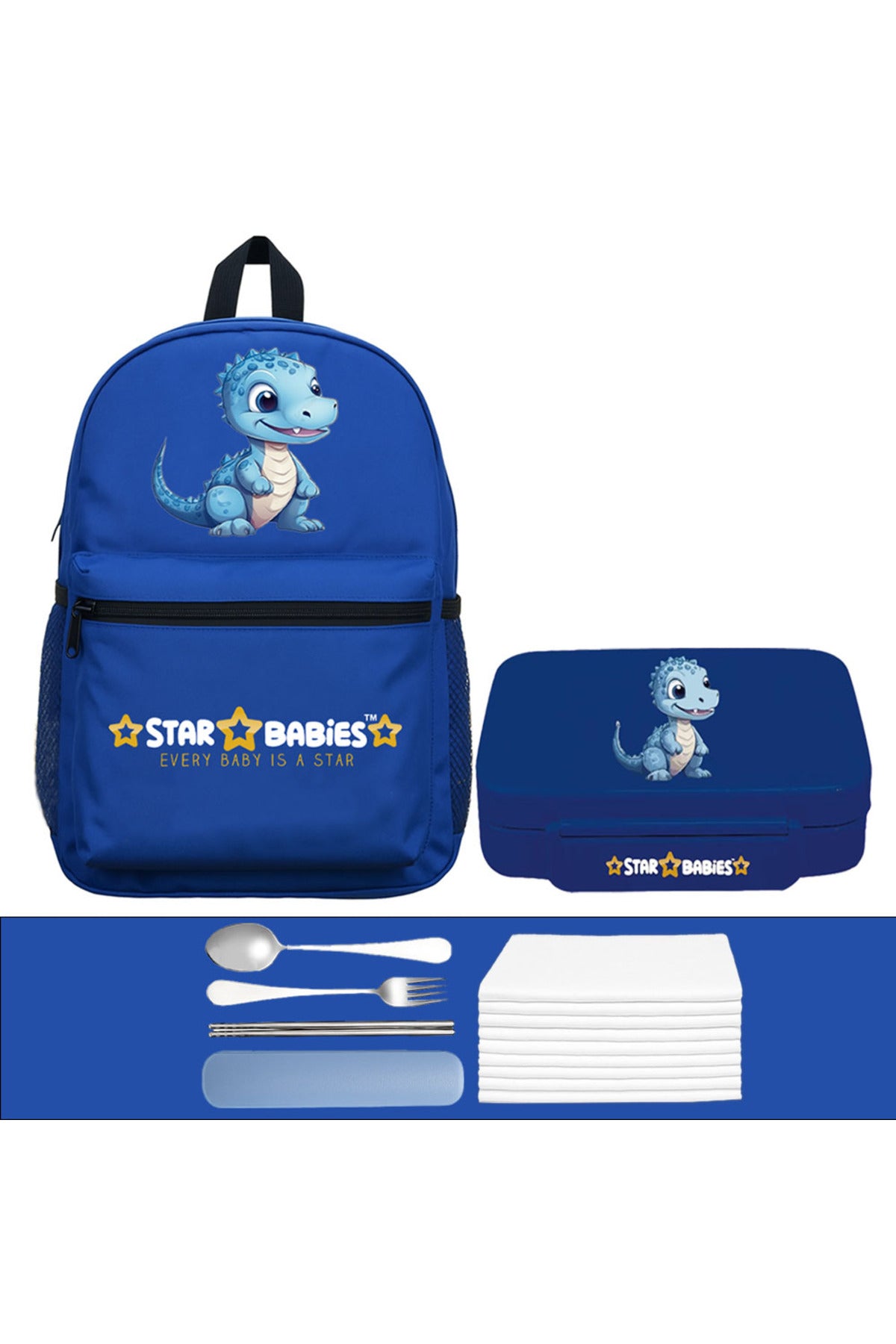 Star Babies 16-Inch Brave Lion Themed Children's Backpack with Adjustable Shoulder Strap for Hiking Large with Bento Lunch Box with 4 Compartments, BPA Free, Leak-Proof, Toddler-Friendly, 3 Years+ size,Pack of 2