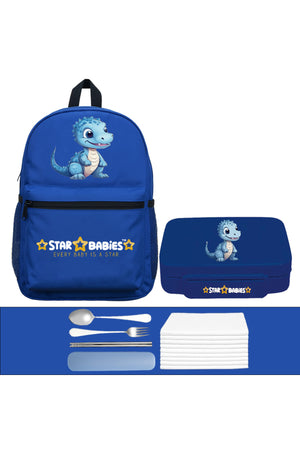 Star Babies 16-Inch Brave Lion Themed Children's Backpack with Adjustable Shoulder Strap for Hiking Large with Bento Lunch Box with 4 Compartments, BPA Free, Leak-Proof, Toddler-Friendly, 3 Years+ size,Pack of 2
