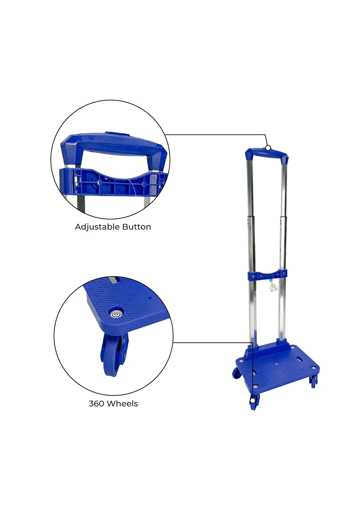 MOON 4-Wheel Trolley for 18 Inch Bags | 360° Spinner Wheels | Foldable Luggage Cart | Heavy Duty Travel Trolley | Smooth Rolling Bag Carrier | Universal Fit