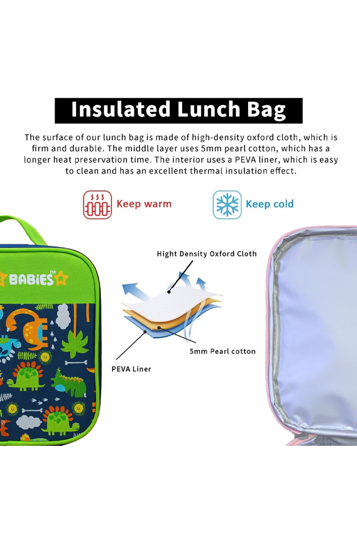 Star Babies - Star Babies Green Jungle Bento Lunch Box with 4 Compartments, BPA Free, Leak-Proof with insulated Lunch Bag