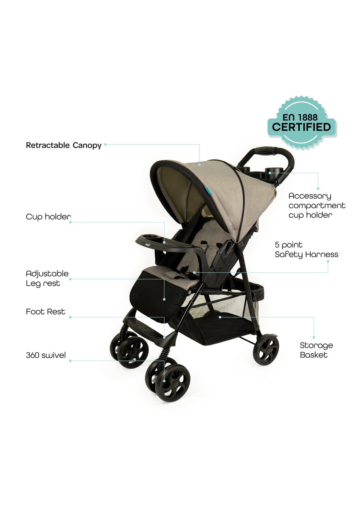MOON Metro Urban Baby Stroller -Grey