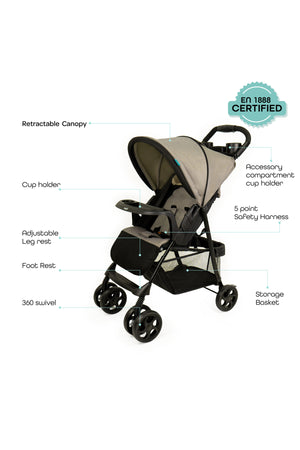 MOON Metro Urban Baby Stroller -Grey