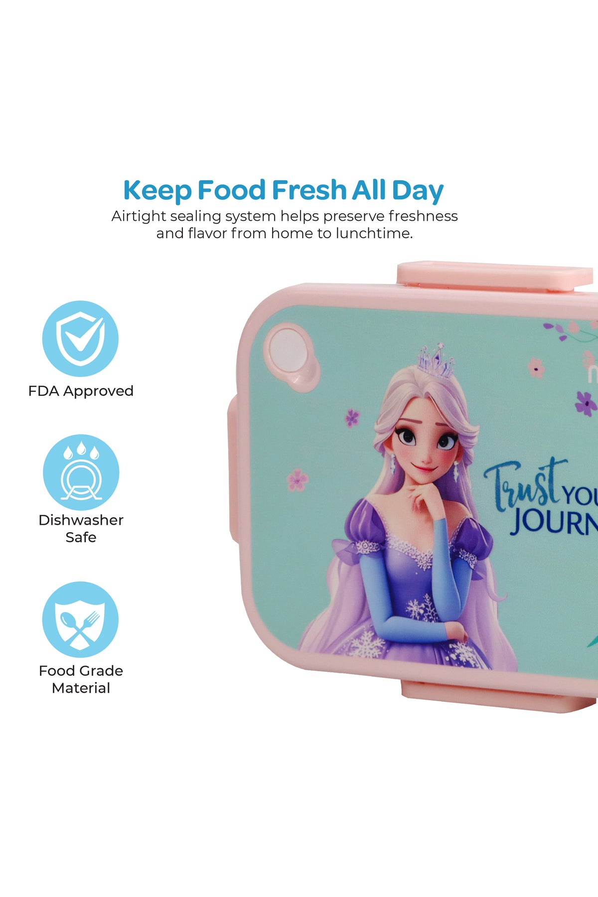 MOON Kids Lunch Box | PP + Stainless Steel Insulated Tiffin Box | Leak-Proof, BPA-Free, Durable School Lunch Box for Boys & Girls | Easy Open Clips | Food Safe Eco-Friendly Kids Meal Box