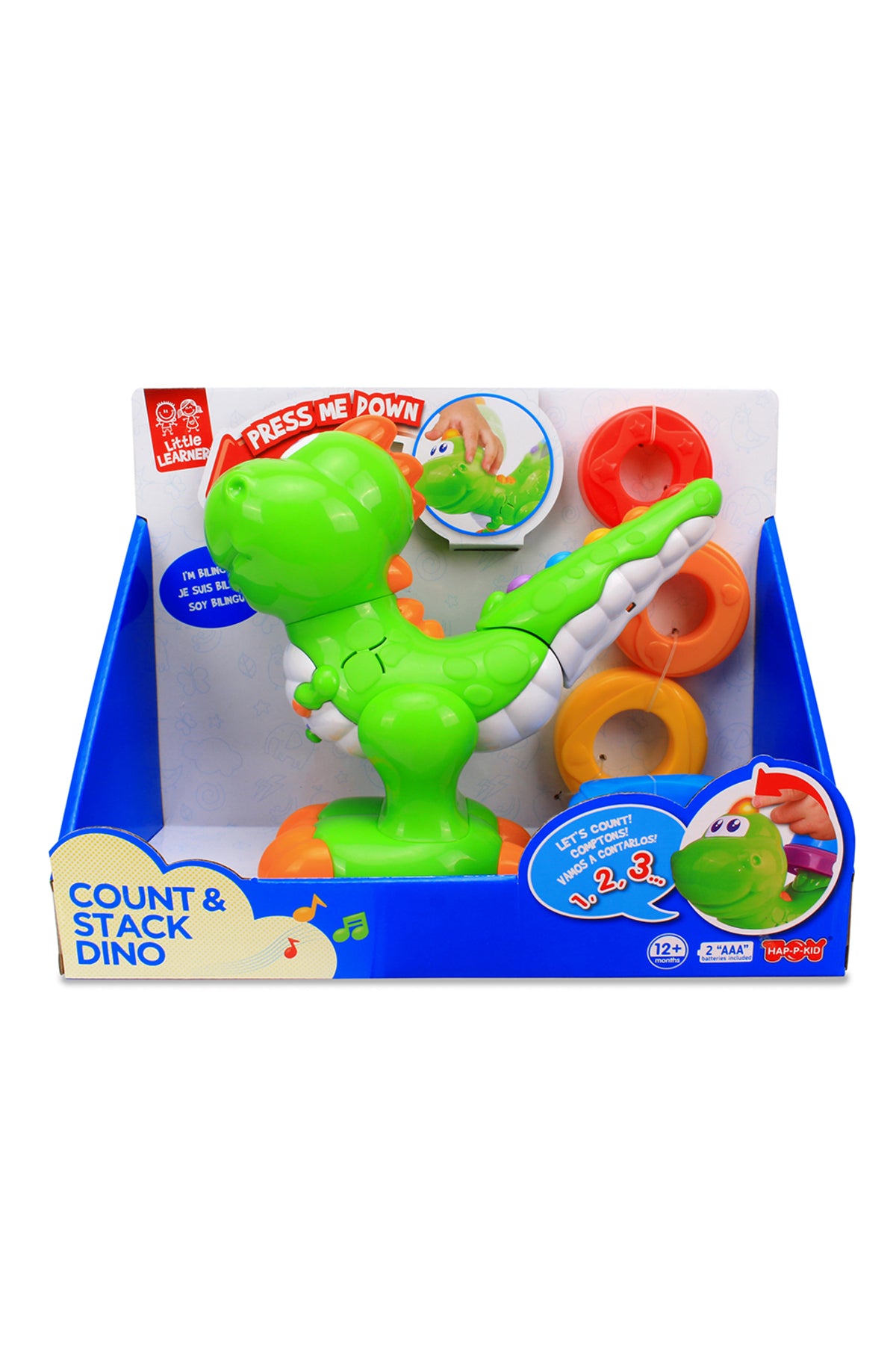 Little Learners Count and Stack Dino - Electronic Stacking Rings, Learn Counting & Colors, Bilingual, 12M+