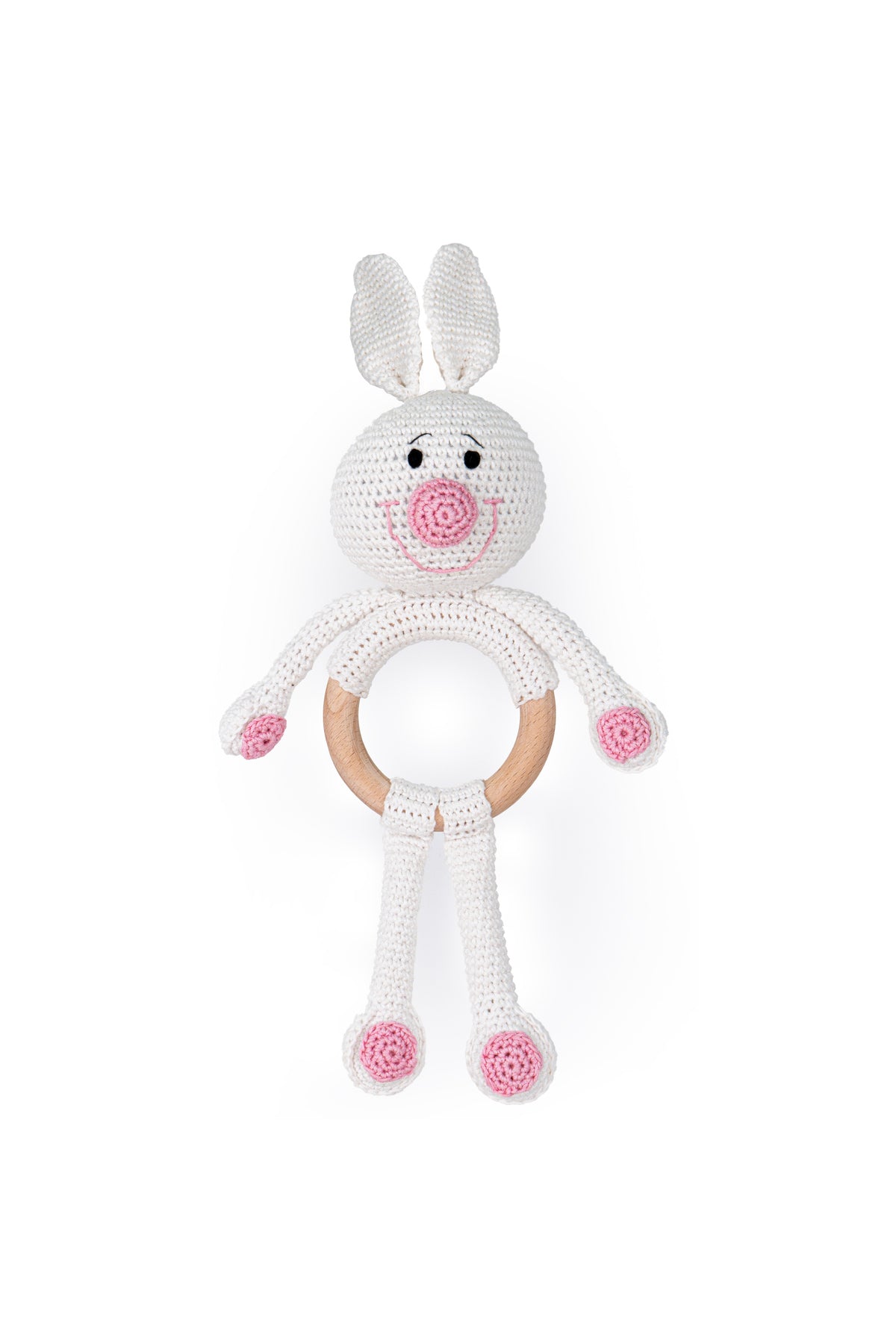 MOON Handcrafted Crochet  Toy with Cuddle Ring -Bunny